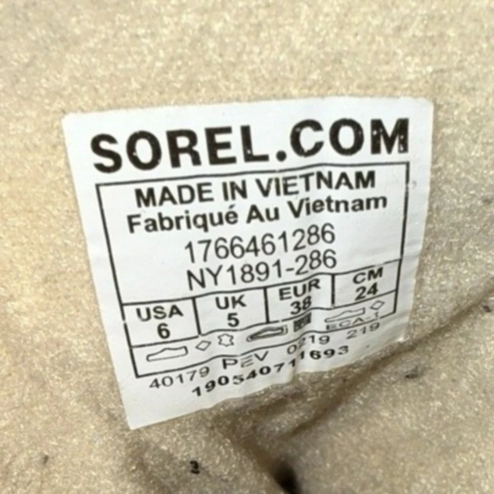 Sorel Cheyanne‎ II Lace Duck Boot Women 6 Pre-Owned Winter Tan Waterproof Suede
